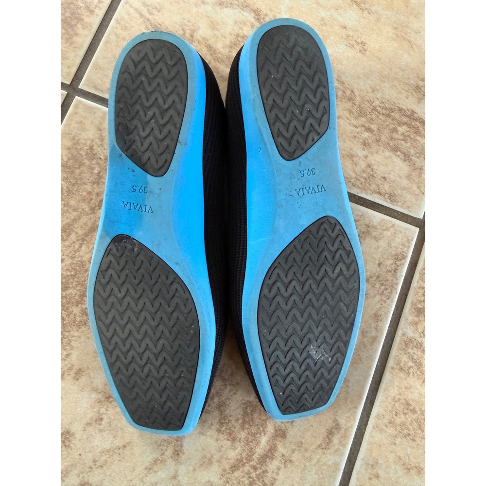 VIVAIA Black Ribbed Knit Square Toe Flats Blue Sole Eco Friendly EU 39.5 Womens - Picture 7 of 9